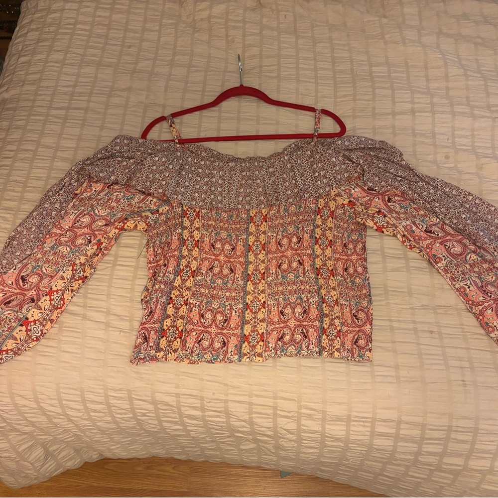 Boho Off-Shoulder Printed Top in Mixed Floral